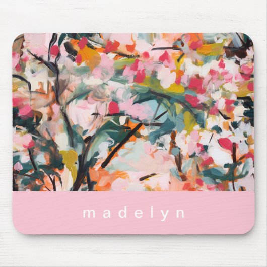 Modern Abstract Painted Botanical Tree マウスパッド (正面)