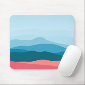 Modern Abstract Pastel Blue Pink Mountains マウスパッド (マウス)