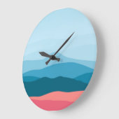 Modern Abstract Pastel Blue Pink Mountains ラージ壁時計 (傾斜)