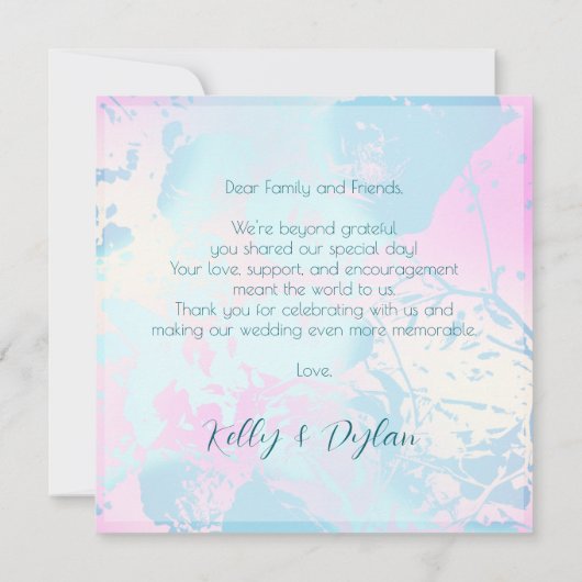 Modern Abstract Pastel Wedding サンキューカード (裏面)
