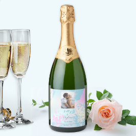 Modern Abstract Pastel Wedding スパークリングワインラベル