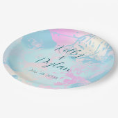 Modern Abstract Pastel Wedding ペーパープレート (アングル)