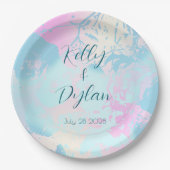 Modern Abstract Pastel Wedding ペーパープレート (正面)