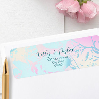Modern Abstract Pastel Wedding Address ラベル