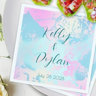 Modern Abstract Pastel Wedding Cocktail スタンダードカクテルナプキン