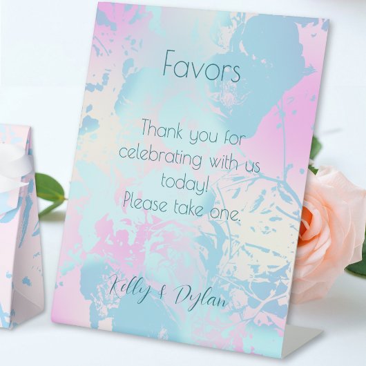 Modern Abstract Pastel Wedding Favors  台座サイン