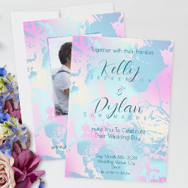 Modern Abstract Pastel Wedding Invitation 招待状