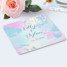 Modern Abstract Pastel Wedding Paper Coaster スクエアペーパーコースター
