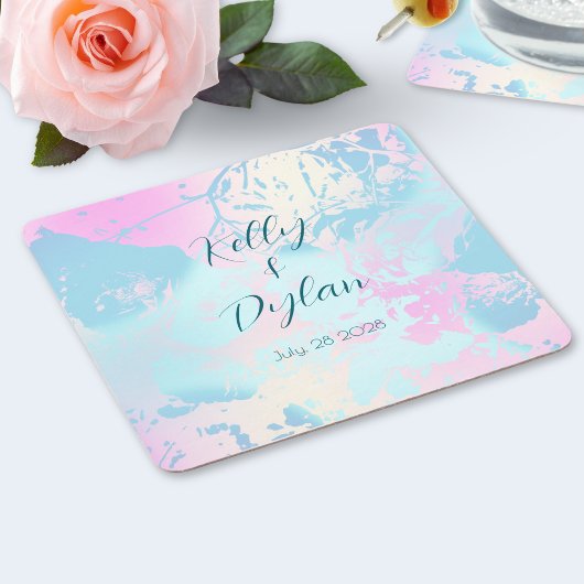 Modern Abstract Pastel Wedding Paper Coaster スクエアペーパーコースター