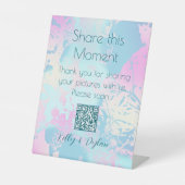Modern Abstract Pastel Wedding Photo Share QR Code 台座サイン (正面)