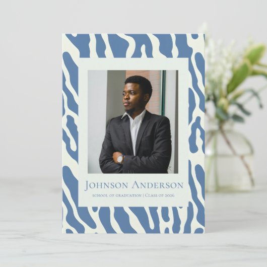 Modern abstract Pattern graduation announcement  招待状 (スタンド正面)