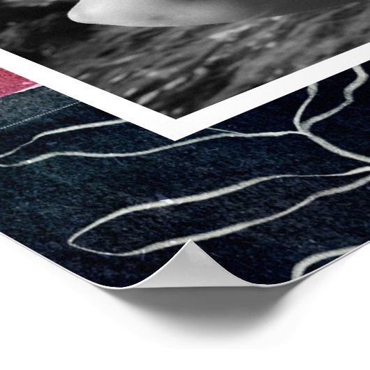 Modern Abstract Pink and Black Botanical Photo ポスター (角)