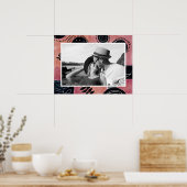 Modern Abstract Pink and Black Botanical Photo ポスター (キッチン)