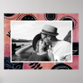 Modern Abstract Pink and Black Botanical Photo ポスター (正面)