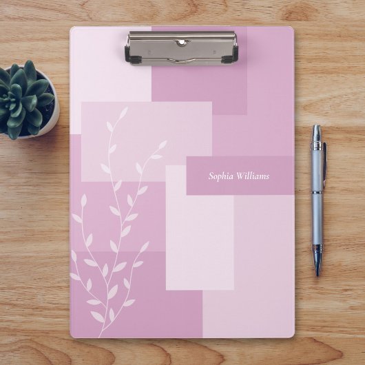 Modern Abstract Pink Mauve White Leaf Clipboard クリップボード