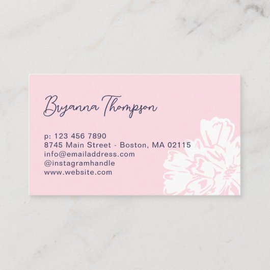 Modern Abstract Pink & Yellow Floral Pattern 名刺 (裏面)