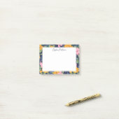 Modern Abstract Pink & Yellow Floral Pattern Name ポストイット (デスク上)