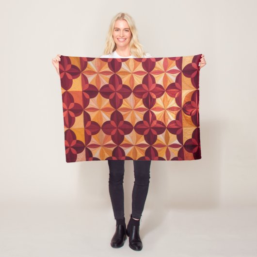 Modern Abstract Quilt, Fleece Blanket Interlocking フリースブランケット (インサイチュ)