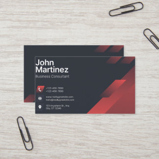 Modern Abstract Red & Grey Corporate Business Card 名刺