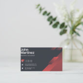 Modern Abstract Red & Grey Corporate Business Card 名刺 (スタンド正面)
