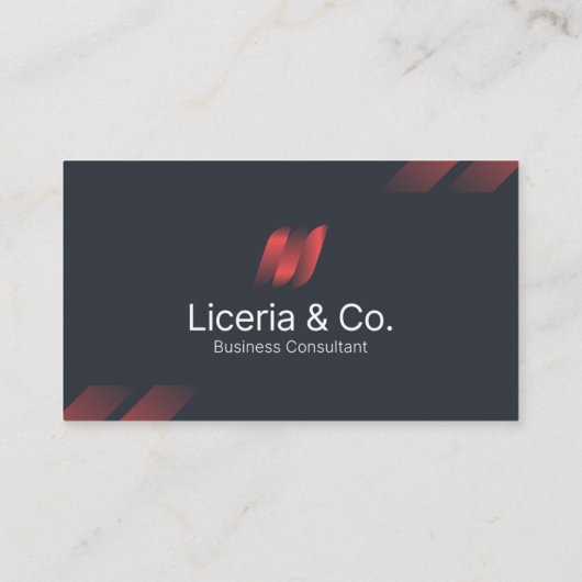 Modern Abstract Red & Grey Corporate Business Card 名刺 (裏面)