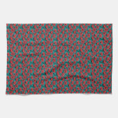 Modern Abstract Red Poppy Floral Pattern キッチンタオル (横)
