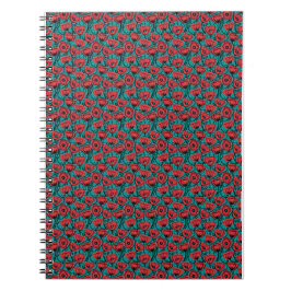 Modern Abstract Red Poppy Floral Pattern ノートブック