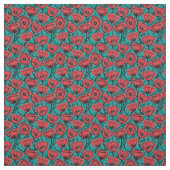 Modern Abstract Red Poppy Floral Pattern ファブリック (見本)