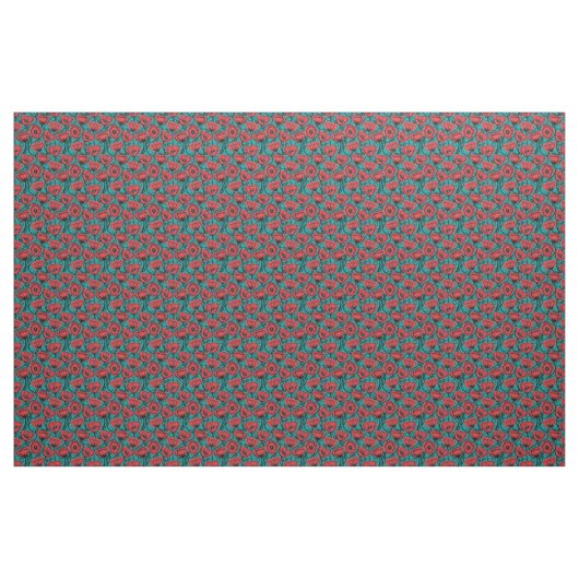 Modern Abstract Red Poppy Floral Pattern ファブリック (ファットクウォーター)
