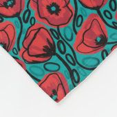 Modern Abstract Red Poppy Floral Pattern フリースブランケット (角)