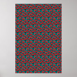 Modern Abstract Red Poppy Floral Pattern ポスター
