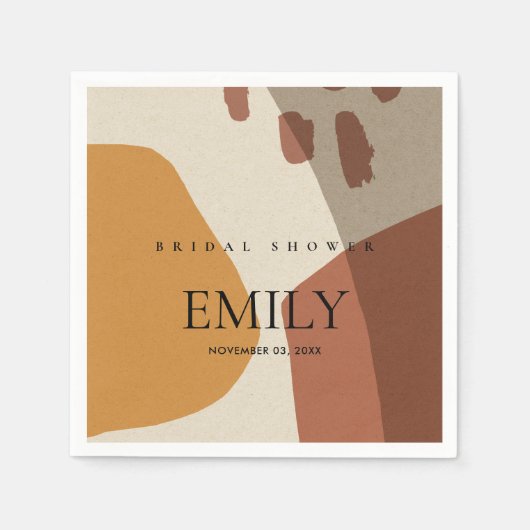 MODERN ABSTRACT RUST YELLOW ARTISTIC BRIDAL SHOWER スタンダードカクテルナプキン (正面)