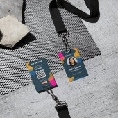 Modern Abstract Shapes Blue Professional Photo ID  バッジ