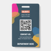 Modern Abstract Shapes Blue Professional Photo ID  バッジ (Back)