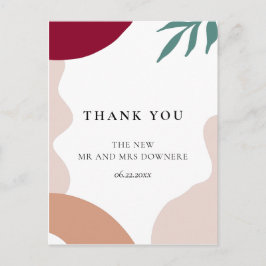 Modern abstract shapes wedding thank you ポストカード
