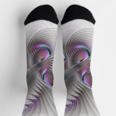 Modern Abstract Shy Fantasy Figure Fractal Art ソックス (上部)