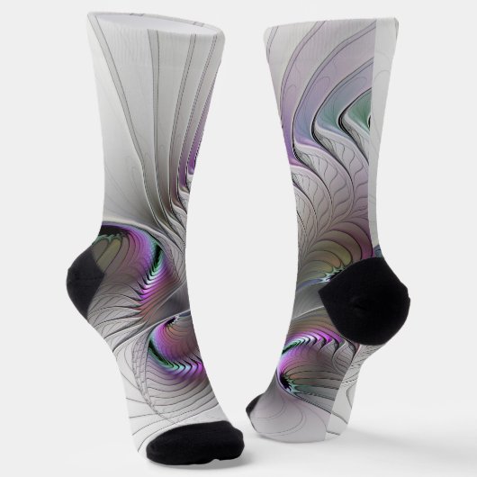 Modern Abstract Shy Fantasy Figure Fractal Art ソックス (傾斜あり)