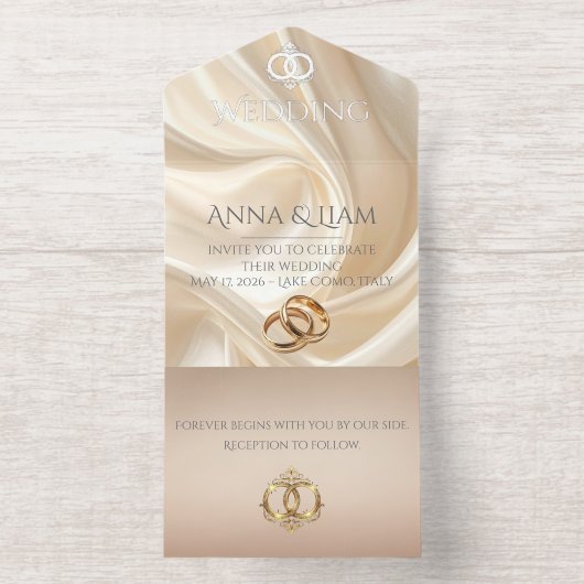 Modern Abstract Silk Wedding Invitation オールインワン招待状 (内側)