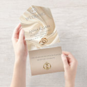 Modern Abstract Silk Wedding Invitation オールインワン招待状 (切り取り部)
