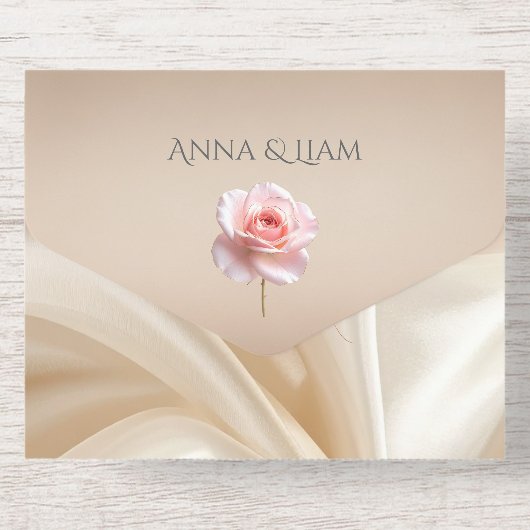 Modern Abstract Silk Wedding Invitation オールインワン招待状 (背面)