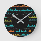 Modern Abstract Sound Wave Pattern Personalized ラウンド壁時計 (正面)