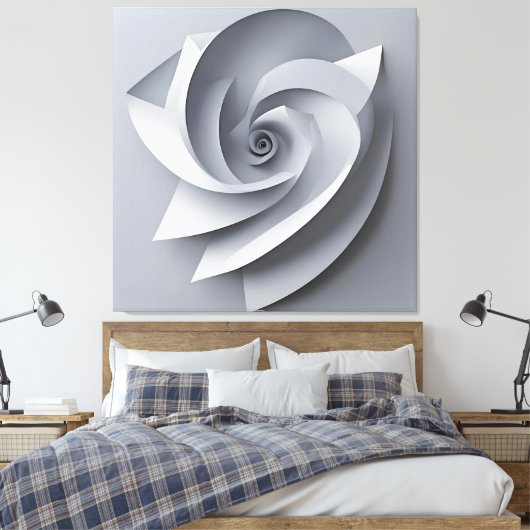 Modern Abstract Spiral – Minimalist 3D AI art  キャンバスプリント (インサイチュ (寝室))
