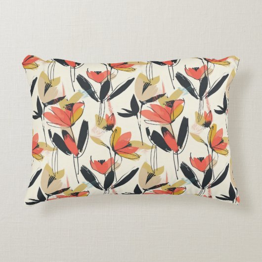 Modern Abstract Spring Floral Accent Pillow アクセントクッション (正面)