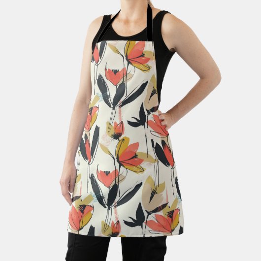 Modern Abstract Spring Floral All-Over Print Apron エプロン (インサイチュ)