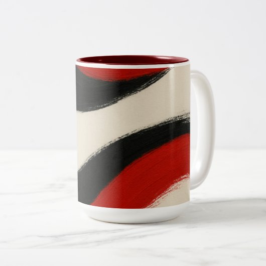 Modern Abstract Stripe Accent Mug ツートーンマグカップ (正面右)