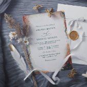 Modern Abstract Teal Foil Budget QR Code Wedding 招待状