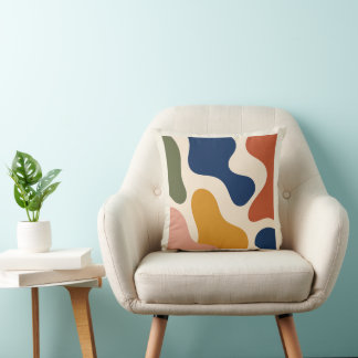 modern Abstract Terracotta Ochre Shapes Cushion クッション