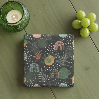 Modern Abstract Terrazzo & Botanical Collage ストーンコースター