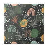 Modern Abstract Terrazzo & Botanical Collage タイル (正面)