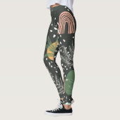 Modern Abstract Terrazzo & Botanical Collage  レギンス (左)